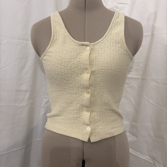 Heart & Hips Tops - Heart & Hips Women's M Yellow Cotton Cropped Sleeveless Tank Top cottagecore